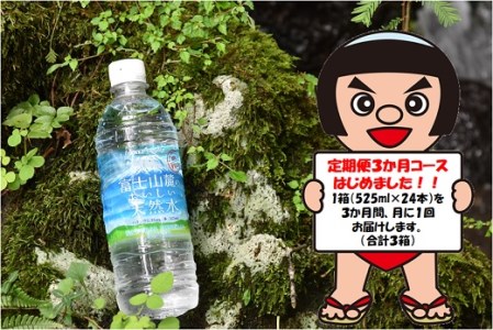 T2G1[定期便3か月コース]富士山麓のおいしい天然水525ml×24本入[北海道・沖縄・離島 配送不可]×3回