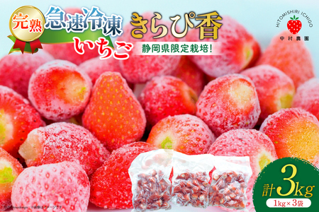 いちご 冷凍 きらぴ香 1kg 3袋 計3kg [ HITOMISHIRI ICHIGO 中村農園 静岡県 吉田町 22424407] イチゴ 苺 フルーツ 果物 itigo