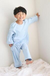 【日本製】点滴　X線検査対応　両肩スナップ・パジャマ（ブルー）サイズ120