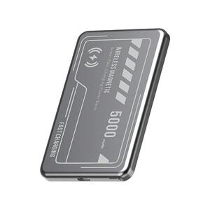 【MagSafe対応 iPhone16充電】モバイルバッテリー＜グレー＞ワイヤレス充電器5000mAh/19.25Wh
