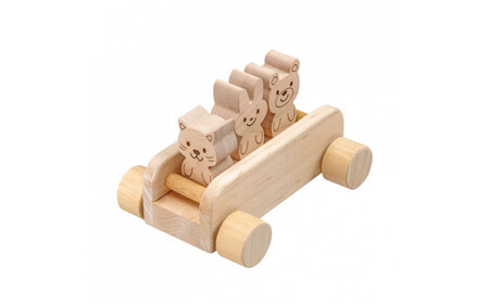 MOCCO 森のアニマルバス 木製玩具 木のおもちゃ 対象年齢3歳から | 日本製 プレゼント お祝い 誕生日 知育 木育 出産祝い 誕生日プレゼント 孫お祝い