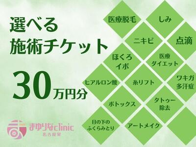 美容医療 脱毛・美肌 選べる!施術30万円分[組み合わせ自由]まゆりなclinic名古屋栄