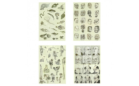 オリジナル【北斎漫画シール】4点セット／名古屋刀剣博物館