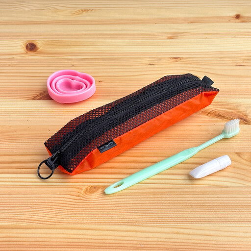 【オレンジ】洗えて清潔！メッシュ×ナイロンのハブラシポーチ