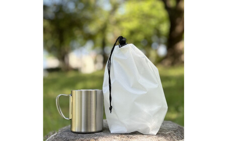 [S 1.5L・白] キャンプで大活躍!トイレットペーパーホルダー 小さめナイロン巾着袋 シンプル巾着