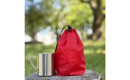 [S 1.5L・赤] キャンプで大活躍!トイレットペーパーホルダー 小さめナイロン巾着袋 シンプル巾着