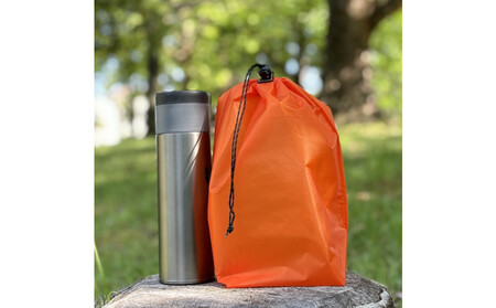 [M・3L・オレンジ] 大きめナイロン巾着袋 スタッフバッグ スタッフサック バッグインバッグ 着替え袋