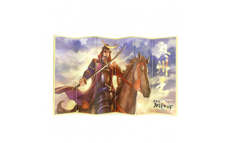 オリジナル[戦国武将6曲ミニ屏風]奥州王-伊達政宗-/名古屋刀剣博物館
