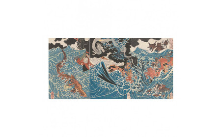 オリジナル[レプリカ浮世絵(3枚絵)歌川国芳作「肥後国水俣の海上にて為朝難風に遇う」]/名古屋刀剣博物館