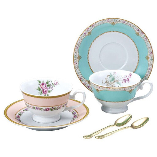ナルミ フローラルブティック スプーン付ティーカップ&ソーサー(アソート) 190cc 2人用