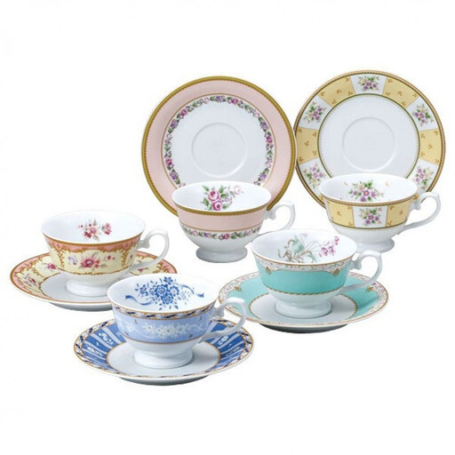 ナルミ フローラルブティック ティーカップ&ソーサー(アソート) 210cc 5客セット