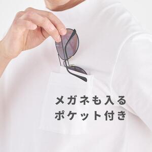 ◆サイズ:L◆[メガネポケット付きTシャツ] オーガニックコットン スマートフィット 半袖 |モックネック