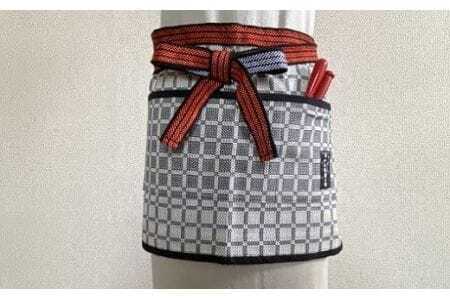 市松柄三河刺子のカフェエプロン(白)