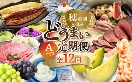 [肉コース]穂の国の恵み どうまい 定期便 全12回 Aコース 肉 ( 餃子 むき えび うなぎ おでん 鴨鍋 かも鍋 うなぎ メロン ジェラート フローズンヨーグルト ) ご当地 人気 名産品 頒布会 豊橋