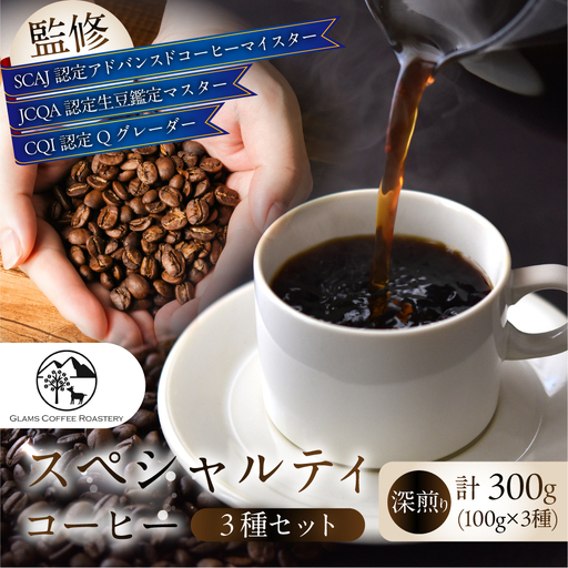 スペシャルティコーヒー豆 3種セット 計300g ≪深煎り/豆≫ コーヒー豆 コーヒー 焙煎 自家焙煎 スペシャリティ スペシャリティコーヒー おいしい おススメ ブレンド シングル 珈琲 珈琲豆 浅煎り 深 送料無料 愛知県 豊橋市