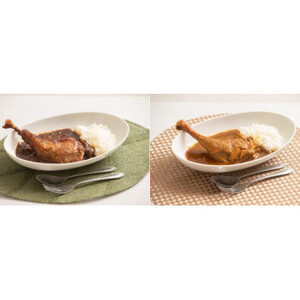 【六ツ美のあの肉カレー＆萬歳】骨付きモモ1本入りチキンカレー＆復古米/大正浪漫グルメセット(MIX)【1315507】