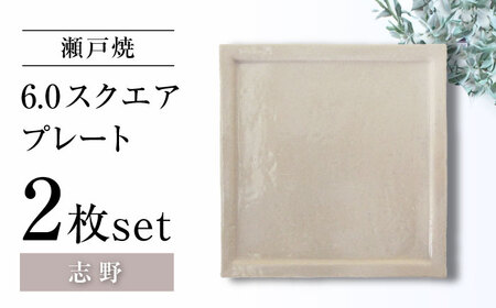 [瀬戸焼]6.0スクエアプレート 志野 2枚セット[ヤマハツクリタ株式会社] / 食器 和食器 正角皿 スクエア皿/ 瀬戸市[BBDV018]