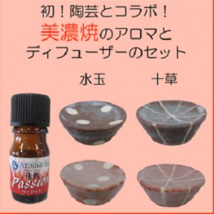 初!陶芸とコラボ!美濃焼のアロマとディフューザーのセット:水玉鼠色