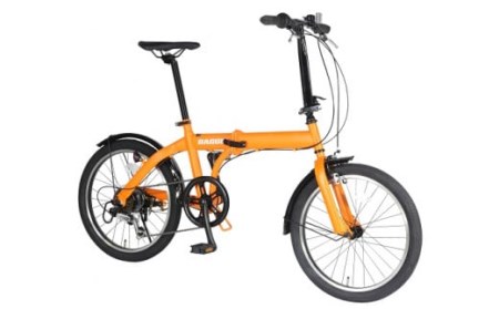 BAGGIO　防災対応20型６スピードノンパンク折りたたみ自転車　色：オレンジ