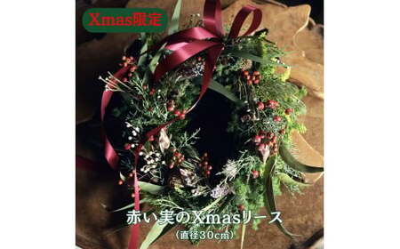 Xmas限定　クリスマスリース Φ30 【12/18まで受付】生花 ドライフラワー 観葉植物 Xmas 季節限定 数量限定 送料無料 長持ち リビング 玄関 ダイニング キャンドル ※2025年11月下旬頃より順次発送予定