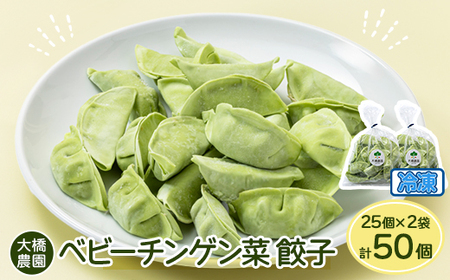 大橋農園のベビーチンゲン菜餃子 25個入×2袋 冷凍【配送不可地域：離島】【1370441】
