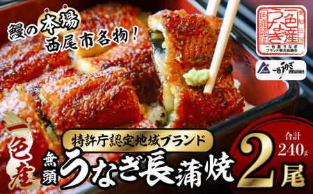 [土用の丑用までにお届け]一色産うなぎ 無頭 長蒲焼2尾(240g) 鰻 ウナギ うなぎ 蒲焼 国産 うなぎ蒲焼 タレ付き たれ 国産うなぎ 蒲焼き うな丼 丑の日 土用の丑の日・I048-13-1-c1