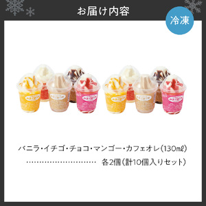 おウチで食べる北海道ソフトクリーム＆サンデーセット（5種類×2の10個セット）