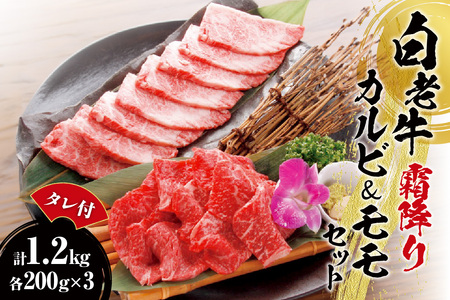 白老牛 霜降り カルビ＆モモセット合計1.2kgたれ付 焼肉