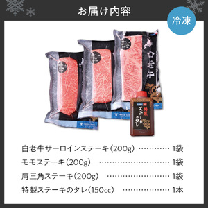 ステーキ 3種セット 合計600ｇ 特製ソース付