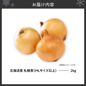 札幌黄 玉ねぎ 北海道産 2kg MLサイズ以上　たまねぎ