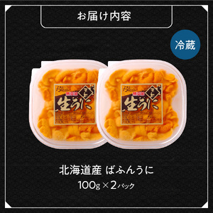 【先行予約】《北海道産》バフンウニ 塩水 100g×2パック＜札幌カネシン水産＞ | ウニ丼 無添加 北海道 札幌市