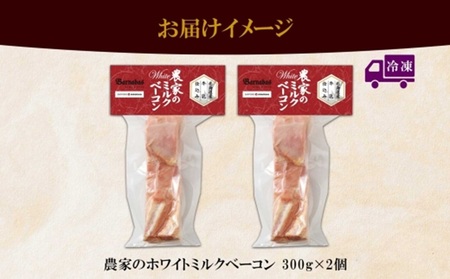 農家のホワイトミルクベーコン 300g 2個 セット ベーコン 白いベーコン 豚肉 ポーク 国産 ブロック 厚切り おつまみ BBQ ギフト バルナバハム バルナバフーズ 送料無料 北海道 札幌市