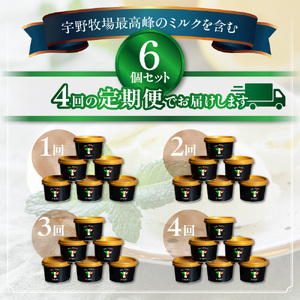 【定期便】幸せな牛のミルクからできたジェラート パティシエおまかせ6個セット×4回 アイス ジェラート ミルク 無添加