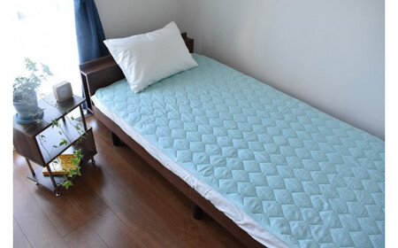 和晒し　ダブルガーゼ敷パット　シングルサイズ_ブルー【G0122】