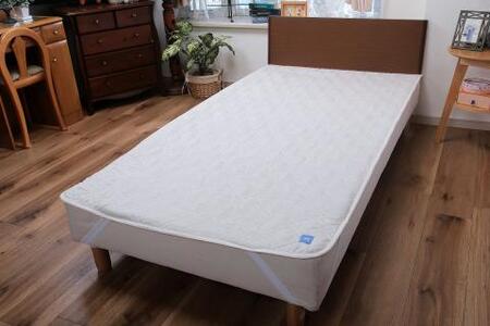 【涼しくてぐっすり!】リネンガーゼ綿わた敷パッド(亜麻色)ダブルサイズ_【G0459】