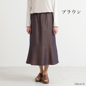 三河木綿　フレアスカート_M /ブラウン【G0669】
