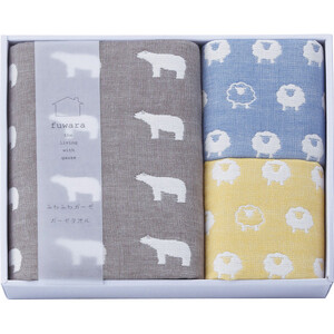 ふわら　六重織バスタオル・フェイスタオルセット_化粧箱入【G0607】_1404285