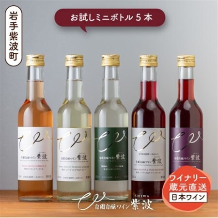 自園自醸ワイン紫波 甘口・辛口ワイン ミニボトル 飲み比べ5本セット【1688297】
