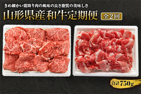 《定期便》山形県で育ったお肉2カ月連続で届けます 合計750g F2Y-1419