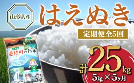 【定期便】山形県産 はえぬき 5kg×5ヶ月連続（計25kg） F2Y-4587