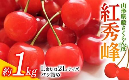 《先行予約 令和7年度産》さくらんぼ紅秀峰 L又は2Lサイズ 1kg バラ詰め FSY-0180