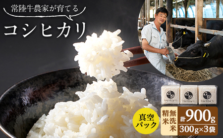 令和7年産 茨城県産 常陸牛農家が育てたコシヒカリ 精米 無洗米 個包装300g(2合)×3袋_ 無洗米 米 こめ コメ   コシヒカリ 米 こしひかり_【配送不可地域：離島・沖縄県】【1601850】