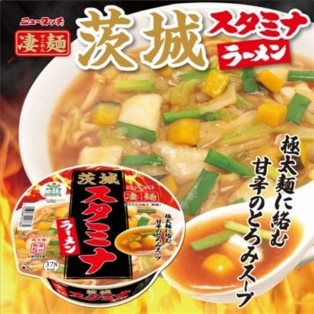 ニュータッチ 凄麺 茨城スタミナラーメン(ノンフライカップ麺)12食_麺 ラーメン  らーめん 拉麺_【配送不可地域：離島・沖縄県】【1603287】