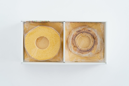 ココトモBOX (ソフトバウム 白米 1個＆ハードバウム 玄米一山 1個) 自家製生米粉100%のしっとりバウムクーヘンが人気 CB-020 [0528]