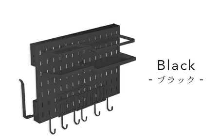 マグネット収納ラック (ブラック)[FLOAD／フロード公式]｜キッチン 収納 マグネット 冷蔵庫 サイドラック キッチンペーパーホルダー 冷蔵庫横 ラップホルダー 機能的 シンプル [0633]