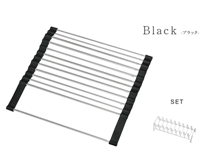 水切りマット (ブラック／タイプA)[FLOAD／フロード公式]｜洗い物 水切り ラック カゴ スリム シンク内 シンク上 省スペース 水切りマット 洗い物カゴ 折りたたみ シリコン キッチン用品 [0640]