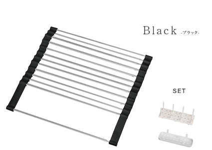 水切りマット (ブラック／タイプB)[FLOAD／フロード公式]｜洗い物 水切り ラック カゴ スリム シンク内 シンク上 省スペース 水切りマット 洗い物カゴ 折りたたみ シリコン キッチン用品 [0642]