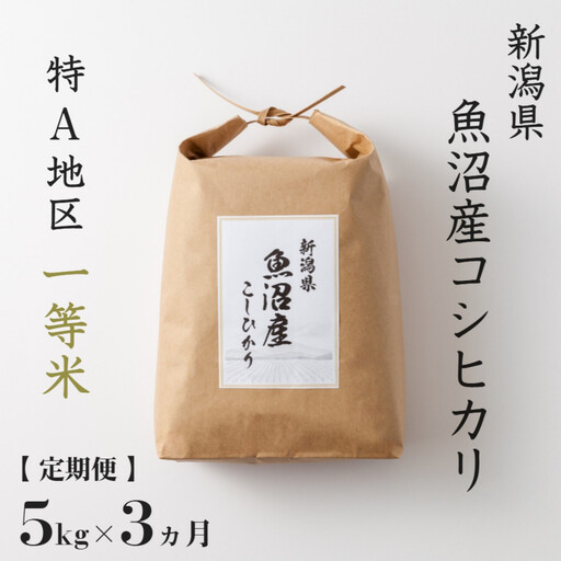 《 令和7年産  》 定期便 5kg × 3ヶ月 魚沼産コシヒカリ 一等米 ( 慣行栽培 )