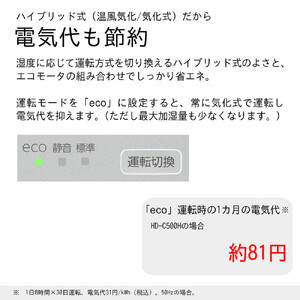 ハイブリッド式加湿器 HD-C500H(H) マットグレー 0H57930