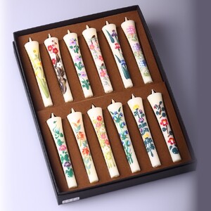 手描き四季の花ろうそく12本入【カーボン・オフセット対象】